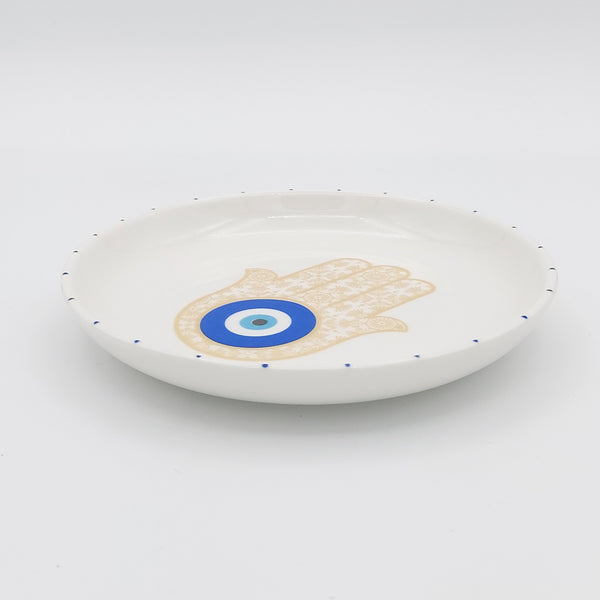 Hamsa Hand Rounded Appetizer Plate with Gold