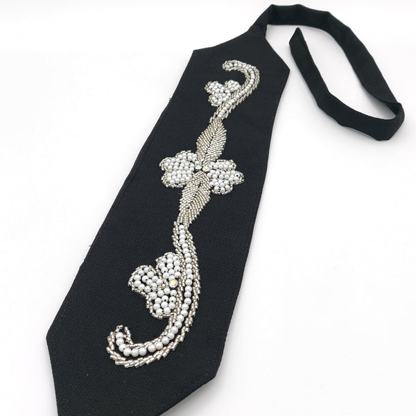 Winter Blossom Hand Beaded Belt