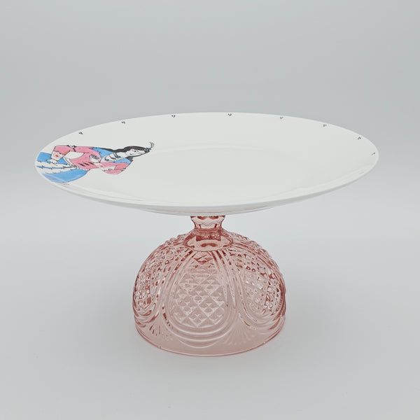 Hand Painted Qajar Lady Plate with Pink Glass Stand