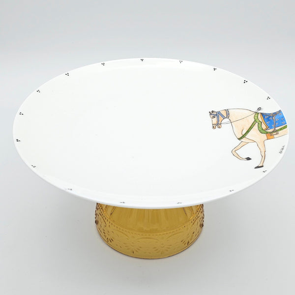 Hand Painted Horse Serving Dish with Gold Touches
