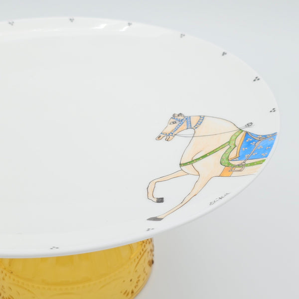 Hand Painted Horse Serving Dish with Gold Touches