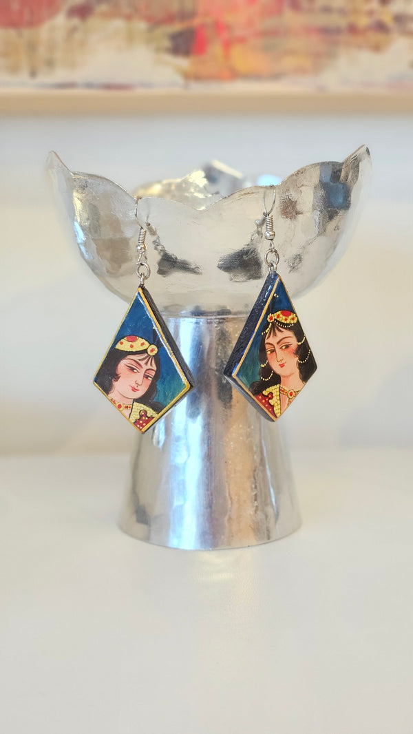 Hand Painted Khatoun Paper Mache Earrings