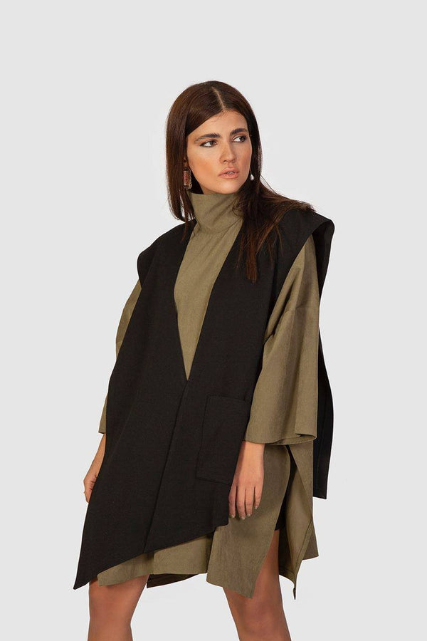 Asymmetrical Black Vest