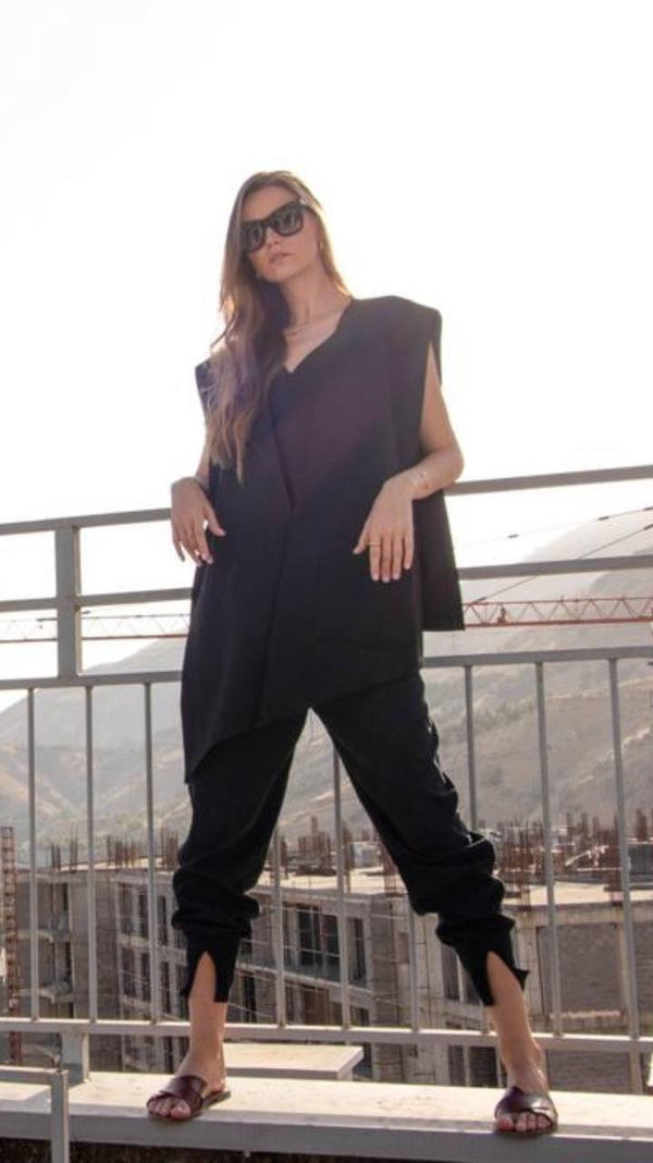 Asymmetrical Black Vest