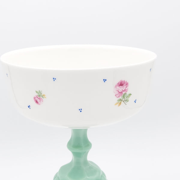 Pink Rose Bowl with Long Glass Stand