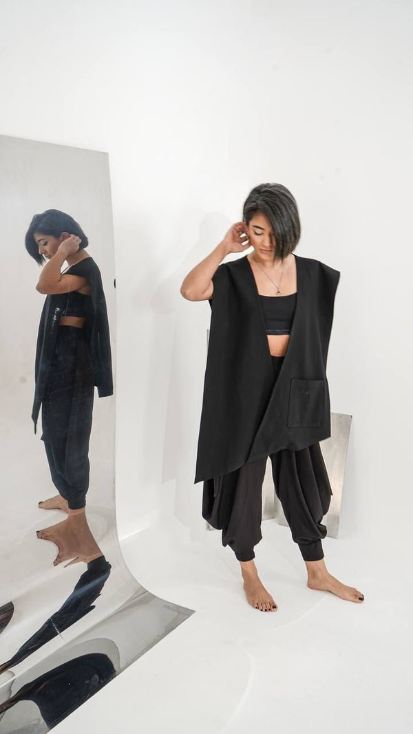 Asymmetrical Black Vest