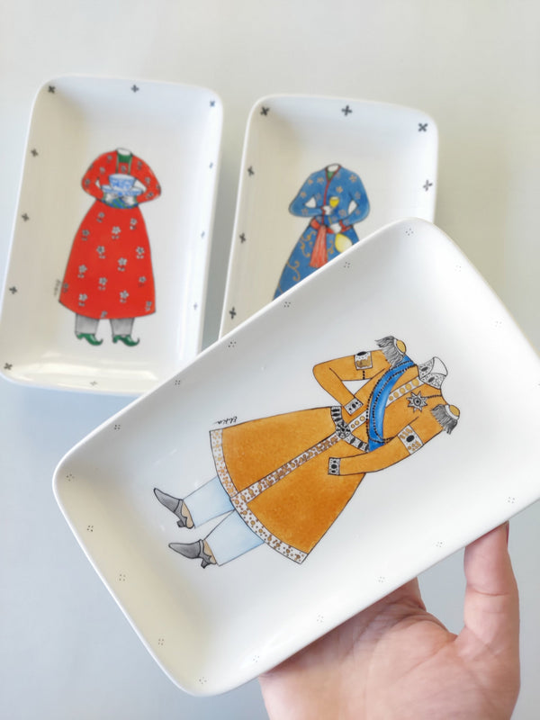 Qajar Army style hand painted dish with gold touches