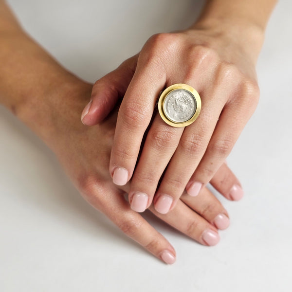 Rounded Pahlavi Coin with Brass Ring