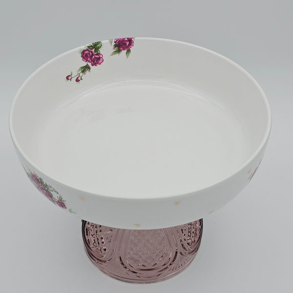Golesorkhi Low Bowl With Gold Touches & Short Glass Stand