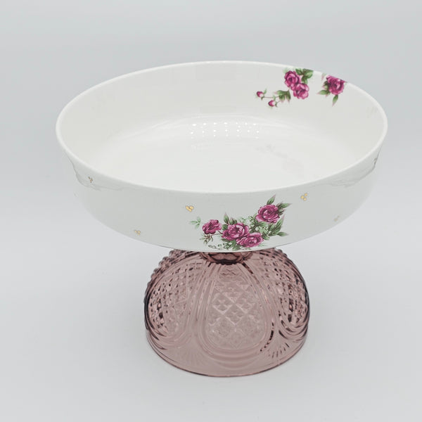 Golesorkhi Low Bowl With Gold Touches & Short Glass Stand