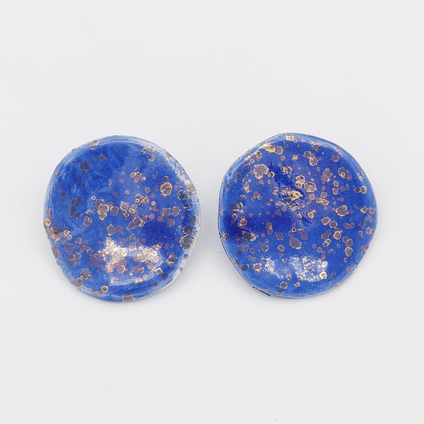 Gold-Speckled Round Ceramic Earrings