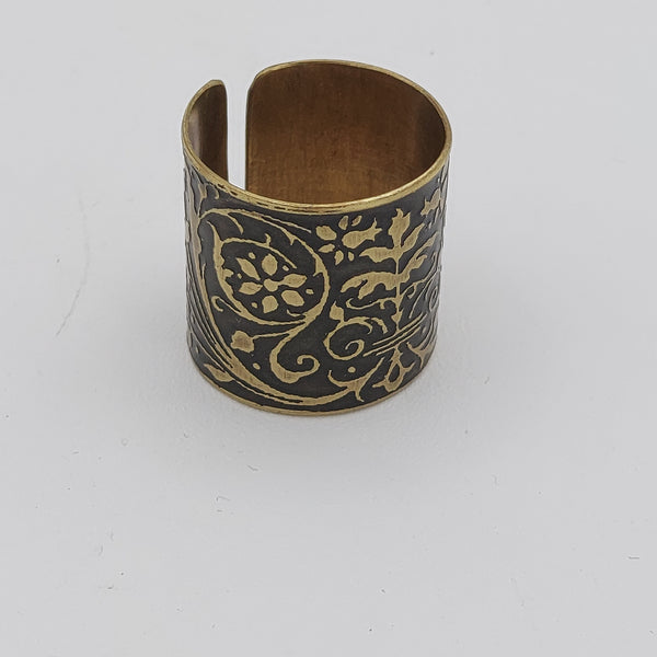 Persian Motif Handmade Brass Ring