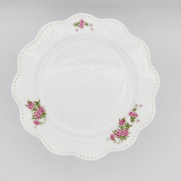 Wavy Rim Golesorkhi Plate With Gold Touches & Pink Glass Stand