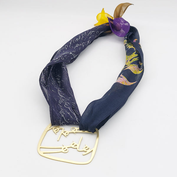 Raha Square Brass & Silk Necklace