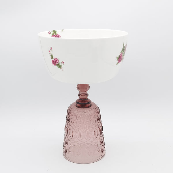 Golesorkhi Deep Bowl With Pink Glass Stand