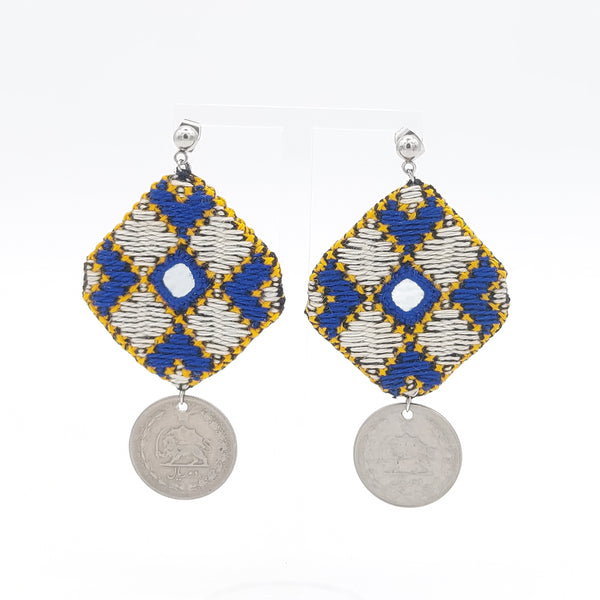 Handsewn Balouch Earrings with Pahlavi Coins