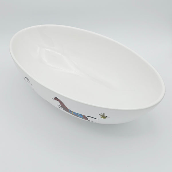 Torkaman Horses Oval Large Ceramic Bowl
