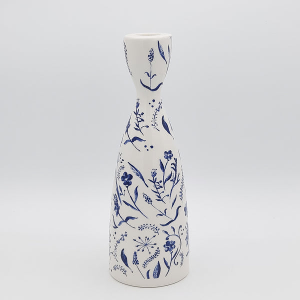 Blue Floral Ceramic Candle Holder