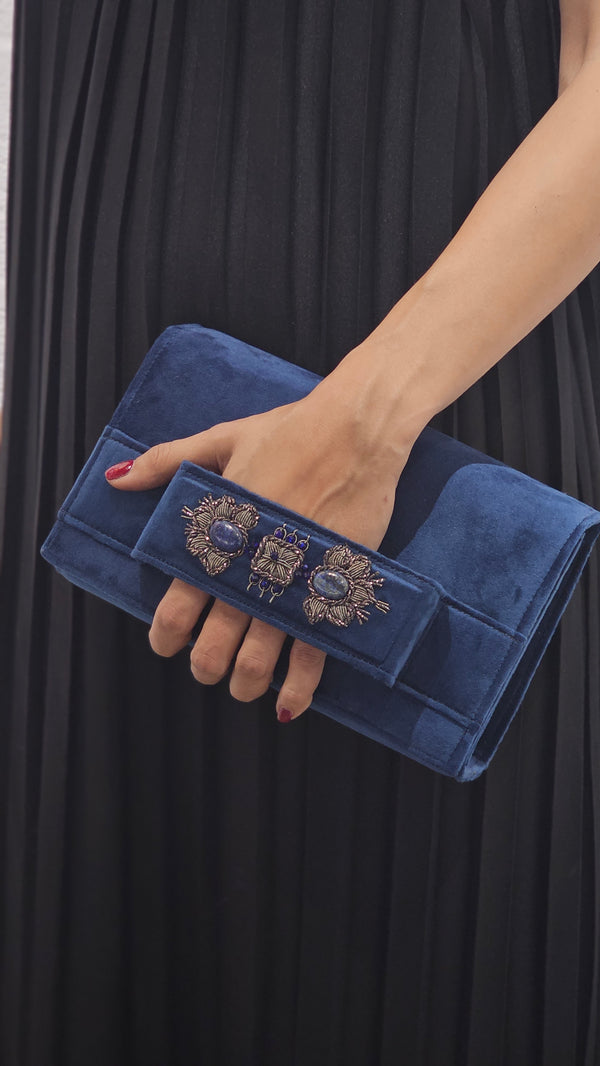 Dark Blue Amood Clutch with Lapis
