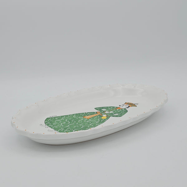 Hand-Painted Qajar Character Oval Dish