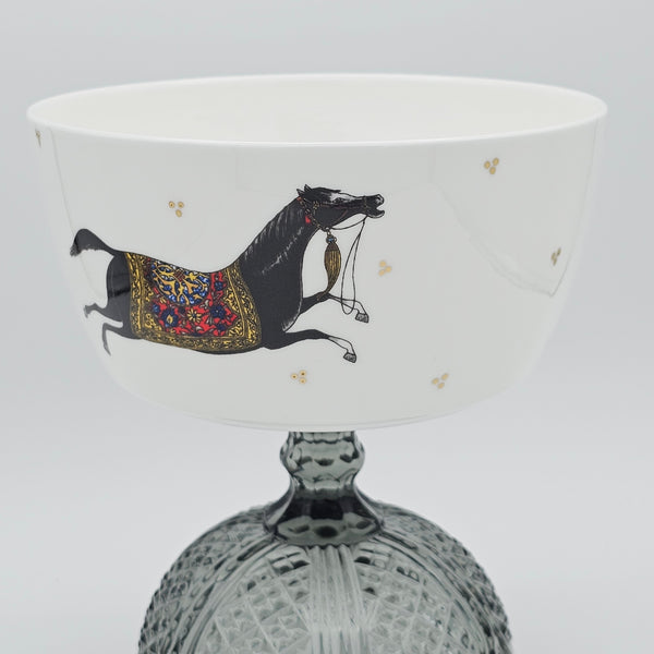 Torkaman Horse Deep Bowl with Grey Stand