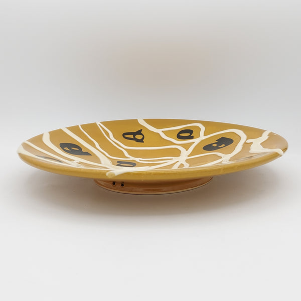 Handmade Ceramic Ochre Plate with Calligraphy