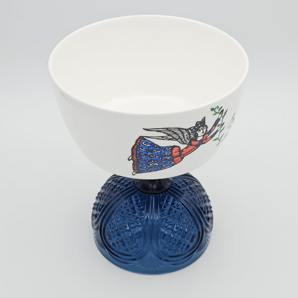 Hand Painted Persian Angel Deep Bowl with Glass Stand