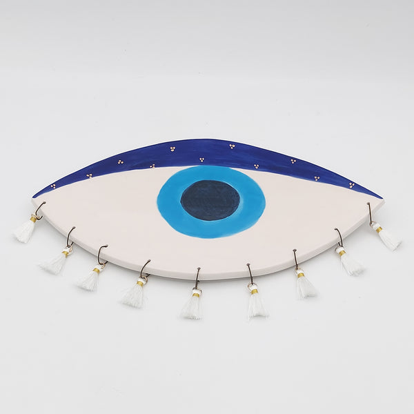 Ceramic Evil Eye with Gold Touches Wall Decor