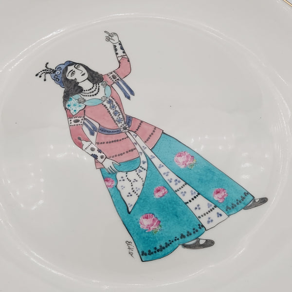 Hand Painted Qajar Golgoli Banou Plate
