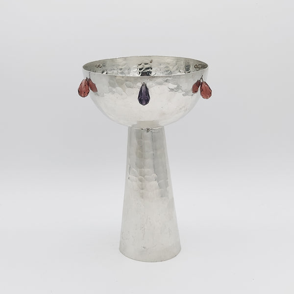 Footed Copper Bowl Adorned with Droplets