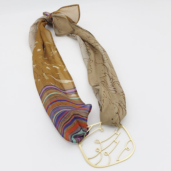 Amour/Eshgh Square Brass & Silk Necklace