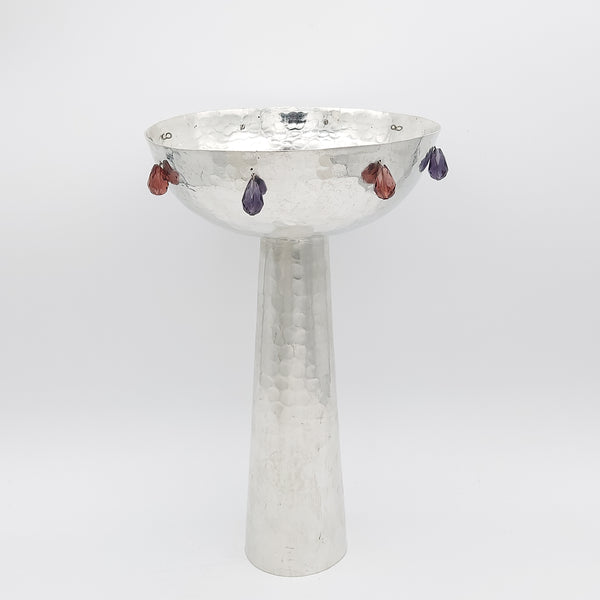 Footed Copper Bowl Adorned with Droplets