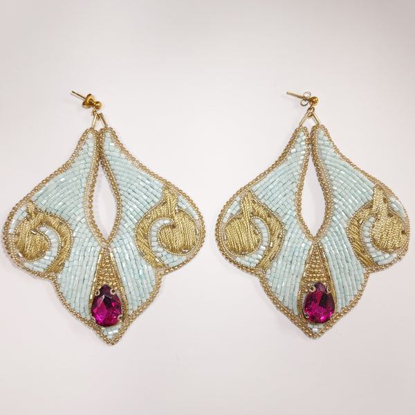 Ocean Hand Beaded Earring