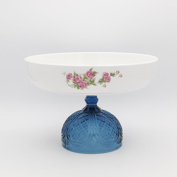 Golesorkhi Large Shallow Bowl With Short Blue Glass Stand
