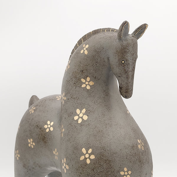 Decorative Majestic Horse Sculpture with Gold Touches