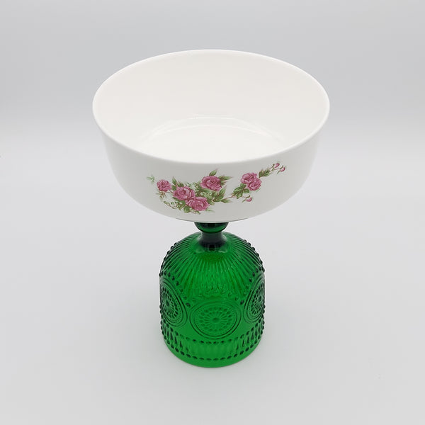 Golesorkhi Shallow Bowl With Tall Green Glass Stand