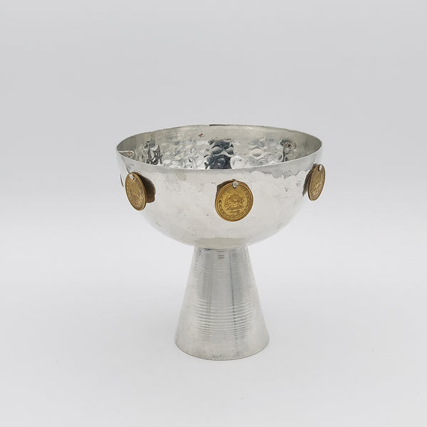 Copper Bowl Adorned with Pahlavi Coins