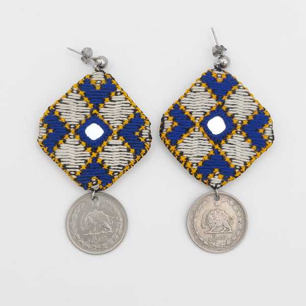 Handsewn Balouch Earrings with Pahlavi Coins