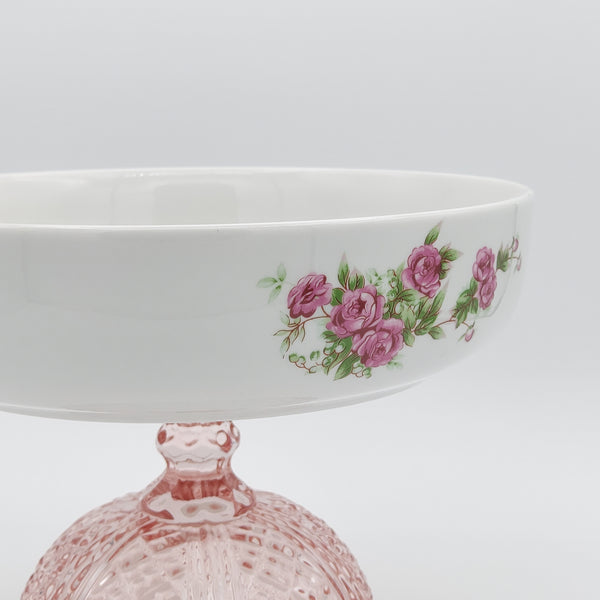 Golesorkhi Shallow Bowl With Short Pink Glass Stand