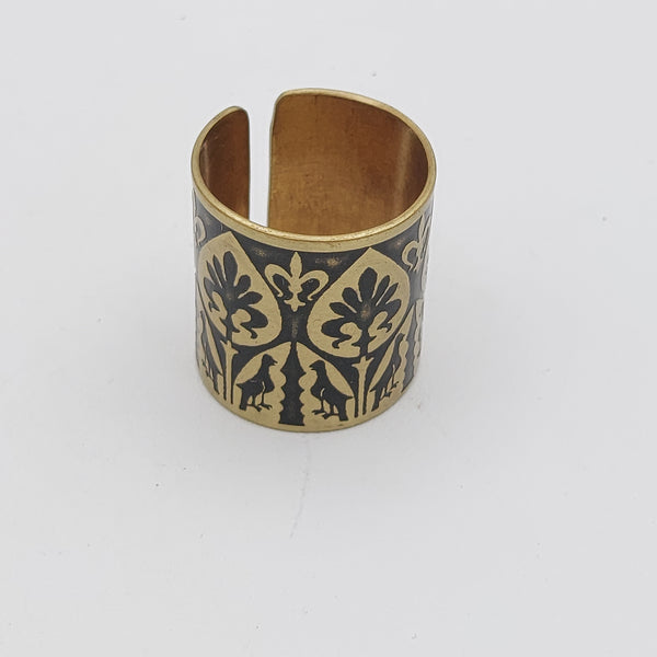Persian Motif Handmade Brass Ring