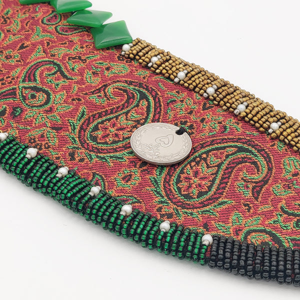 Hand Beaded Termeh Belt with Coin & Stone