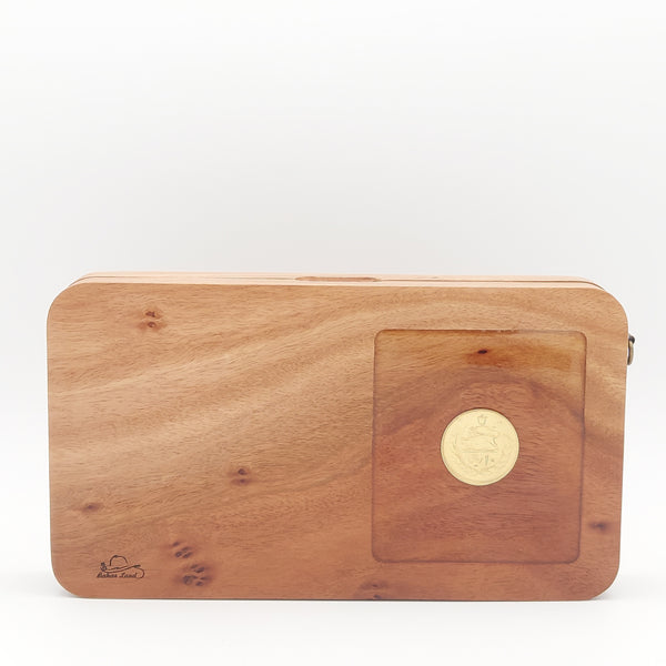 Khorshid Wooden Clutch with Pahlavi Coin