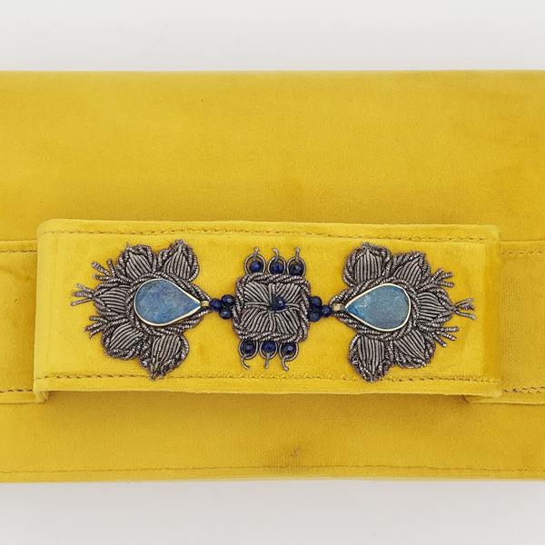 Yellow Amood Clutch with Lapis