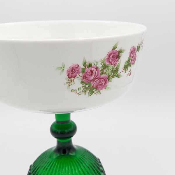 Golesorkhi Shallow Bowl With Tall Green Glass Stand