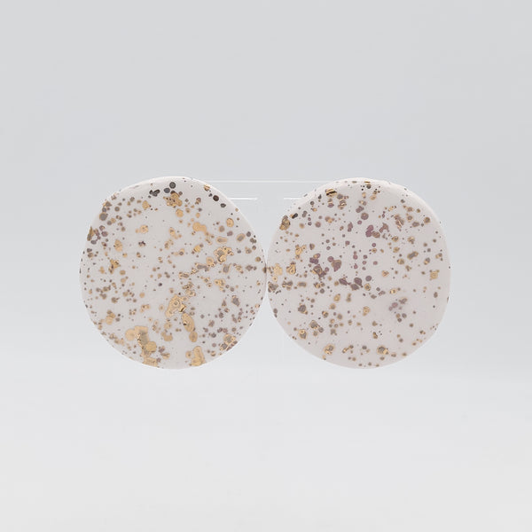 Gold-Speckled Round Ceramic Earrings