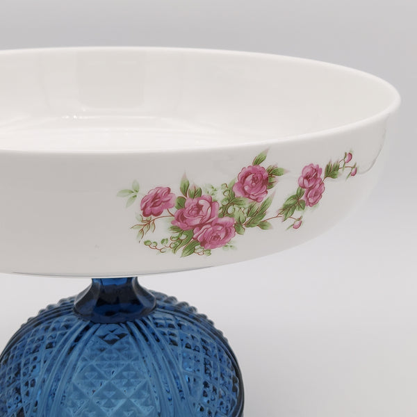 Golesorkhi Large Shallow Bowl With Short Blue Glass Stand