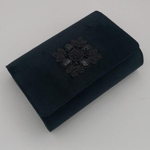 Black Classic Clutch with Onyx & Dark Sermeh
