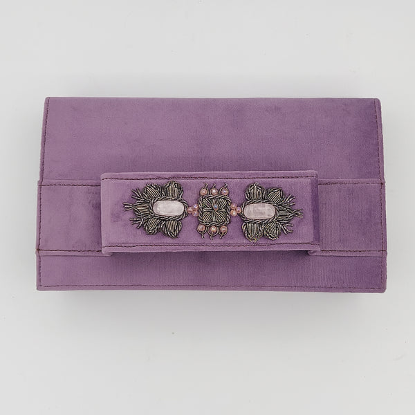 Violet Amood Clutch with Rose Quartz