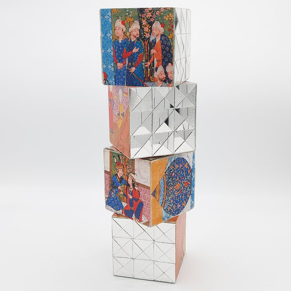 Hand Cut Mirror Cube Decorative Object