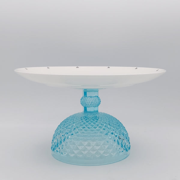 Hand Painted Qajar Lady Plate with Blue Glass Stand